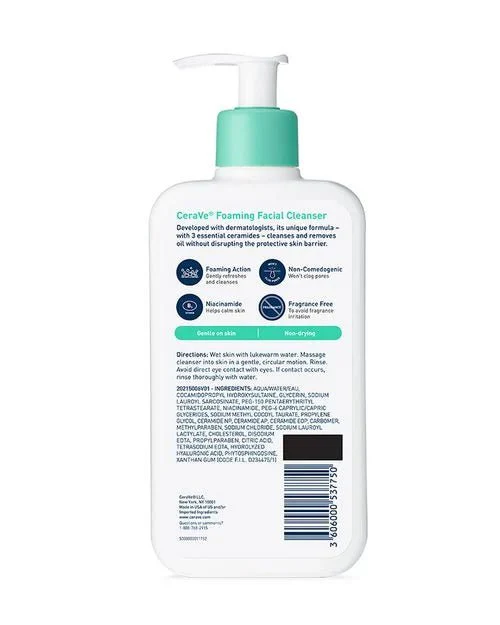 CERAVE FOAMING FACIAL CLEANSER NORMAL TO OILY SKIN 355ML