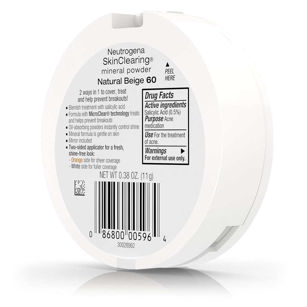 NEUTROGENA SKINCLEARING MINERAL POWDER 60. NATURAL BEIGE