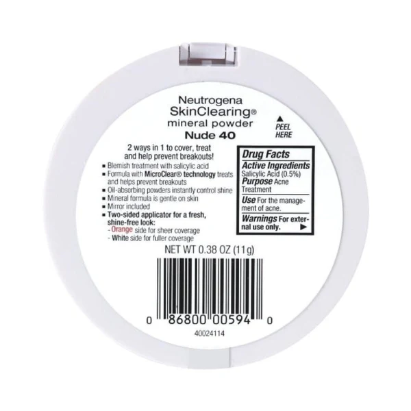 NEUTROGENA SKINCLEARING MINERAL POWDER NUDE 40