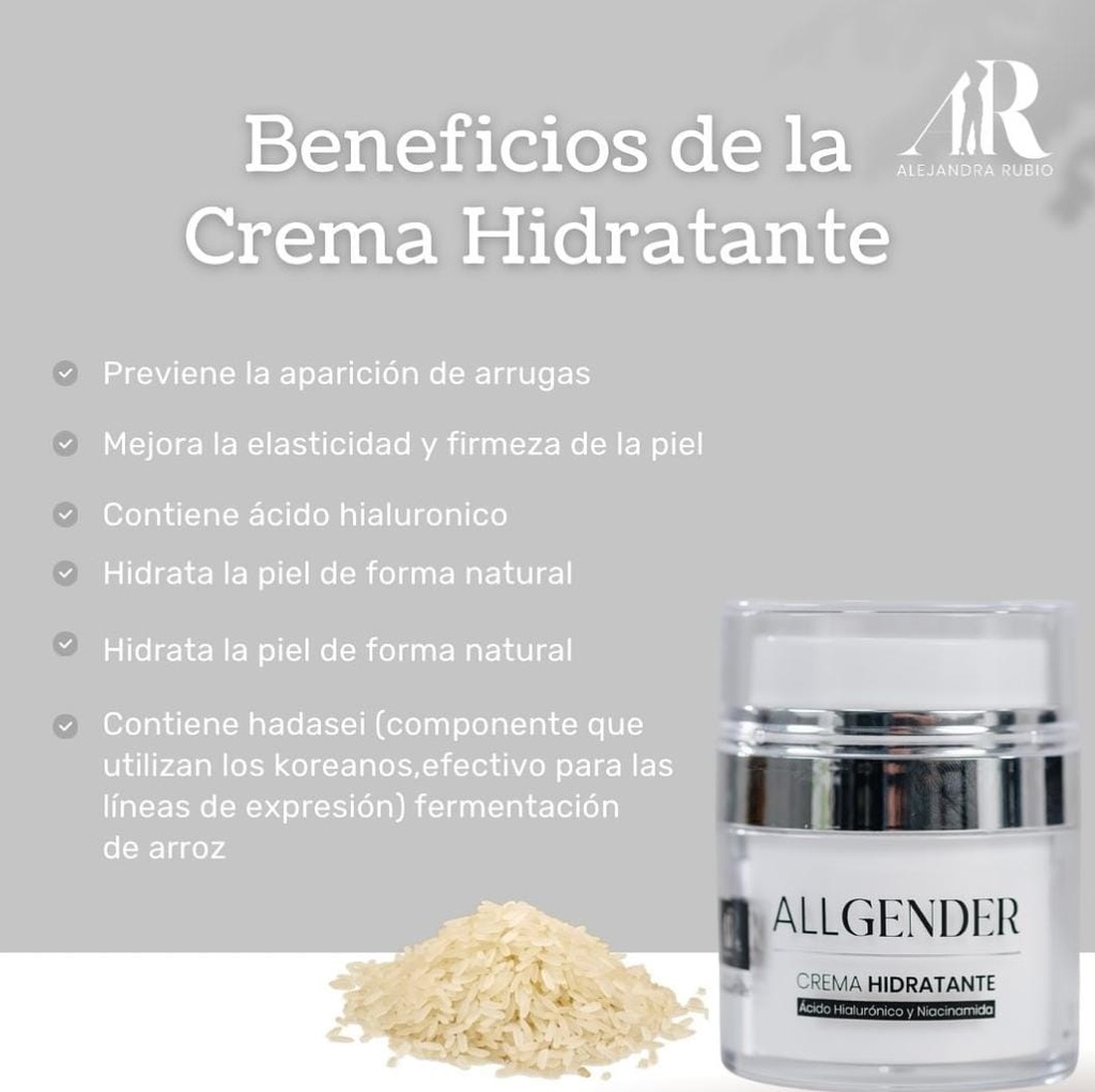 ALEJANDRA RUBIO ALL GENDER CREMA HIDRATANTE AH Y NIACINAMIDA 