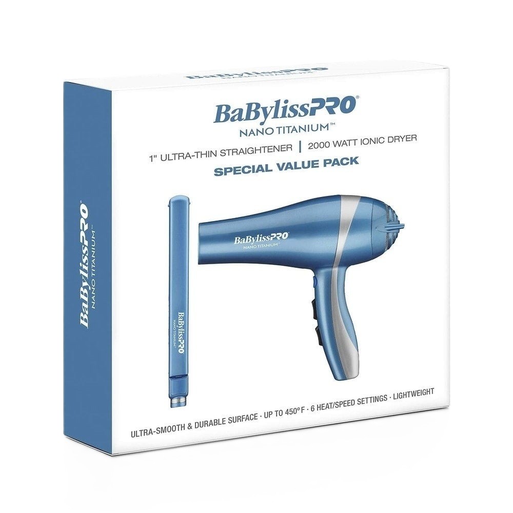 BABYLISS PRO NANO TITANIUM KIT PLANCHA + SECADOR 