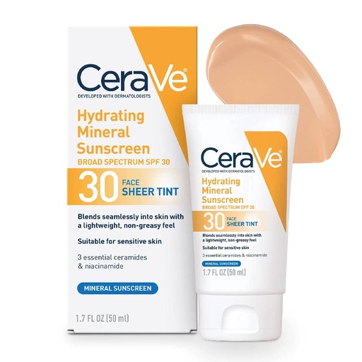 CERAVE HYDRATING MINERAL SUNSCREEN SPF 30 FACE SHEER TINT 50ML