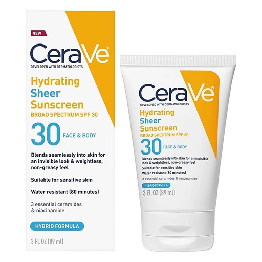 CERAVE HYDRATING SHEER SPF 30 FACE & BODY