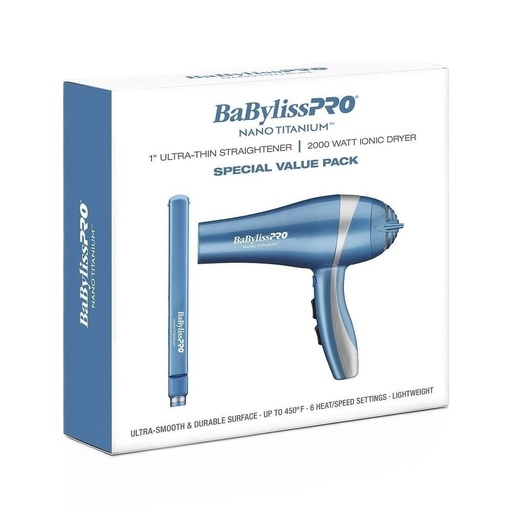 BABYLISS PRO NANO TITANIUM KIT PLANCHA + SECADOR 